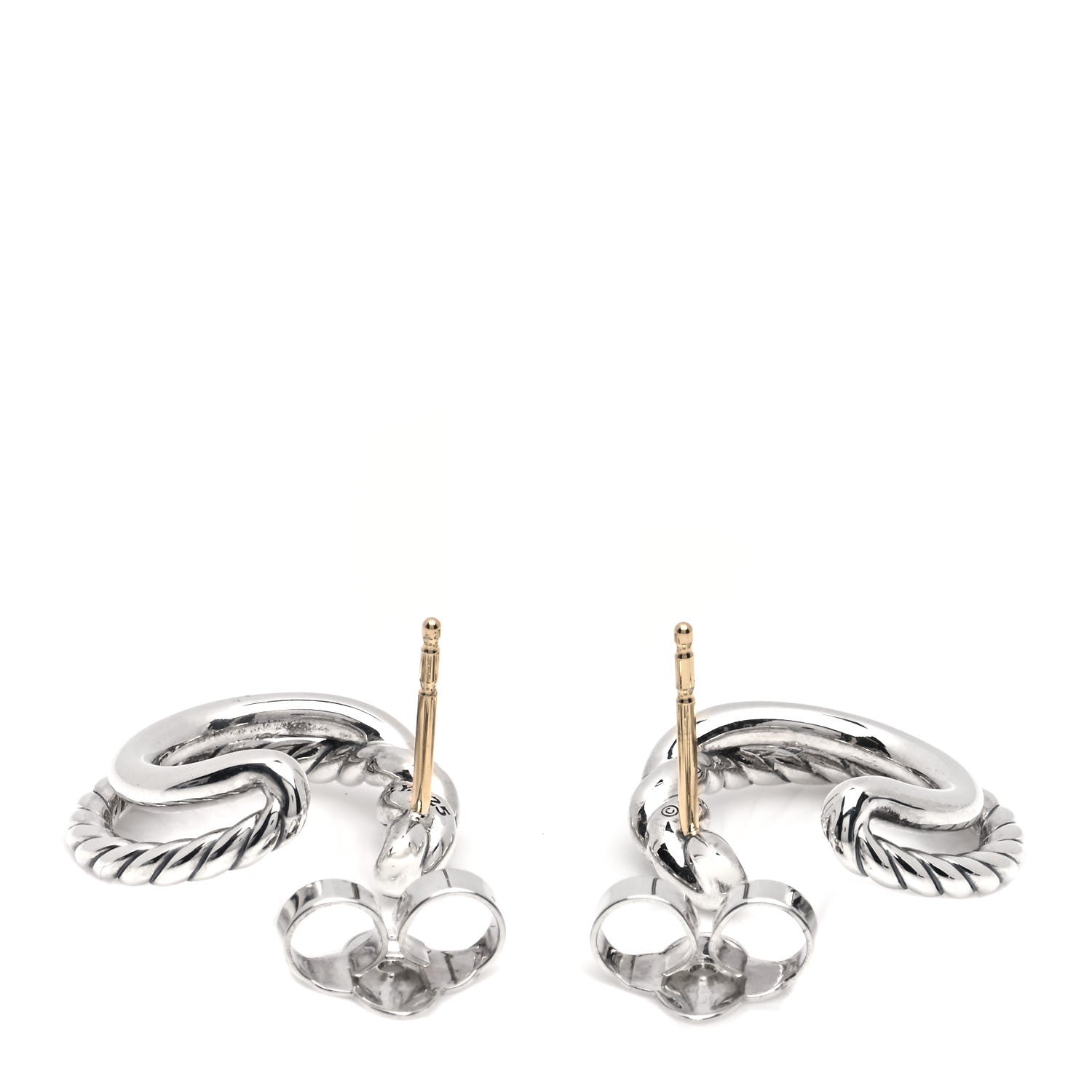 David Yurman Sterling Silver Diamond Continuance Hoop Earrings 3 of 5