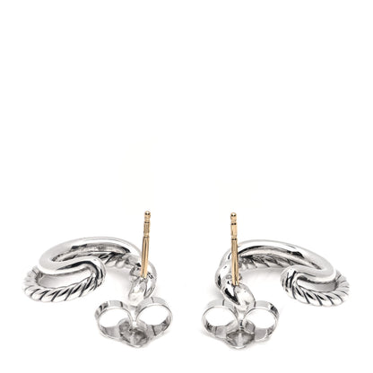 David Yurman Sterling Silver Diamond Continuance Hoop Earrings 3 of 5