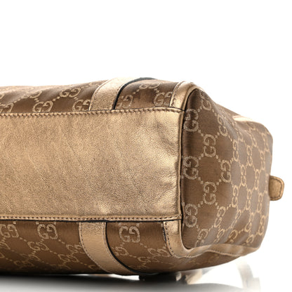 Gucci Satin Monogram Small Abbey Boston Metallic Bronze 10 of 17