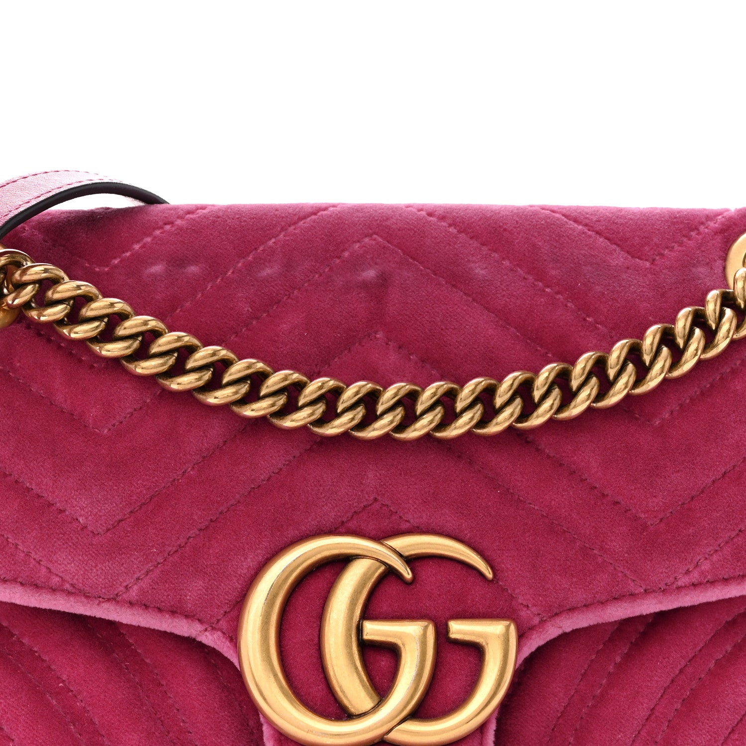 Gucci Velvet Matelasse Small GG Marmont Shoulder Bag Light Raspberry Rose 8 of 13