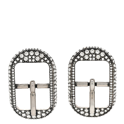 Balenciaga Crystal Cagole Buckle Earrings Antique Silver 1 of 7