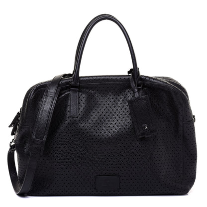 Valentino Garavani Calfskin Perforated Rockstud Large Travel Briefcase Black 1 of 10