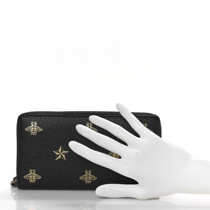 Gucci Dollar Calfskin Bee Star Zip Around Wallet Black 2 of 8