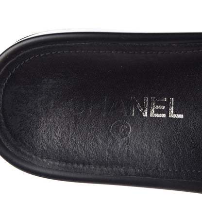 Chanel Tweed Lambskin Chain Flat Sandals 38 Black Multicolor 7 of 11