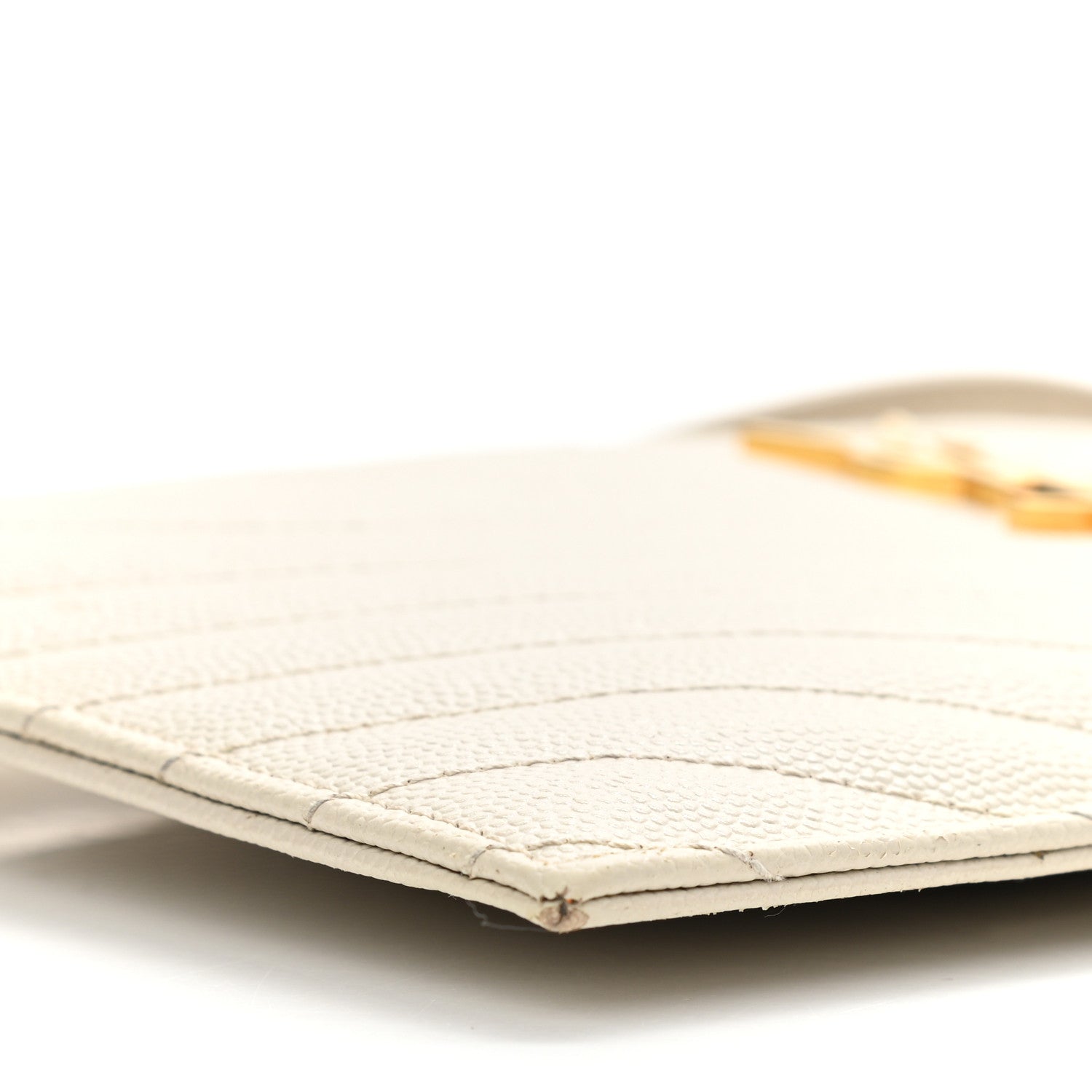 Saint Laurent Grain De Poudre Chevron Monogram Large Bill Pouch Blanc Vintage 9 of 13