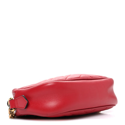 Gucci Calfskin Matelasse Mini GG Marmont Chain Shoulder Bag Hibiscus Red 4 of 10