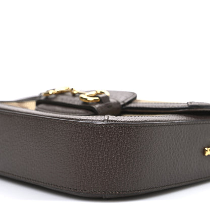 Gucci Monogram Jumbo GG Textured Dollar Calfskin Web Mini Horsebit 1955 Shoulder Bag Camel Ebony New Acero 10 of 10