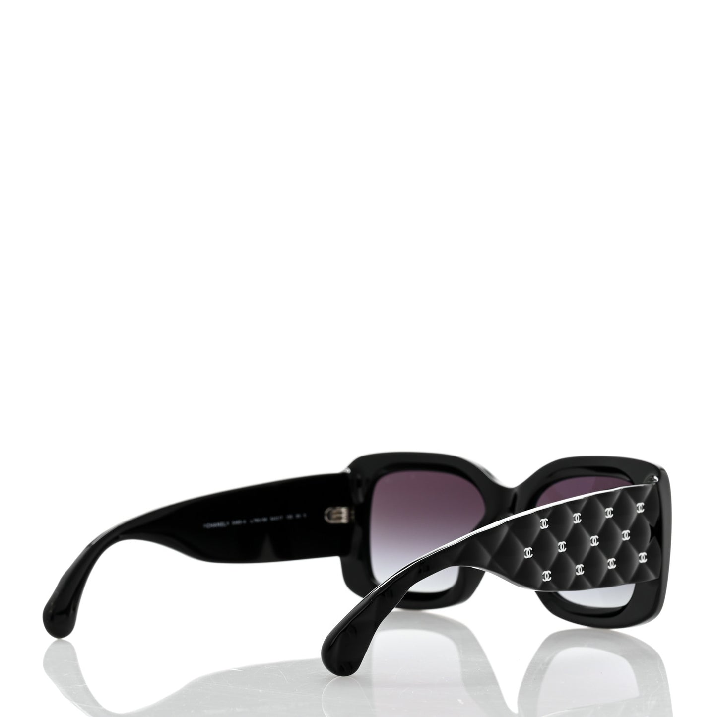 Acetate Quilted CC Rectangle Sunglasses 5483-A Black