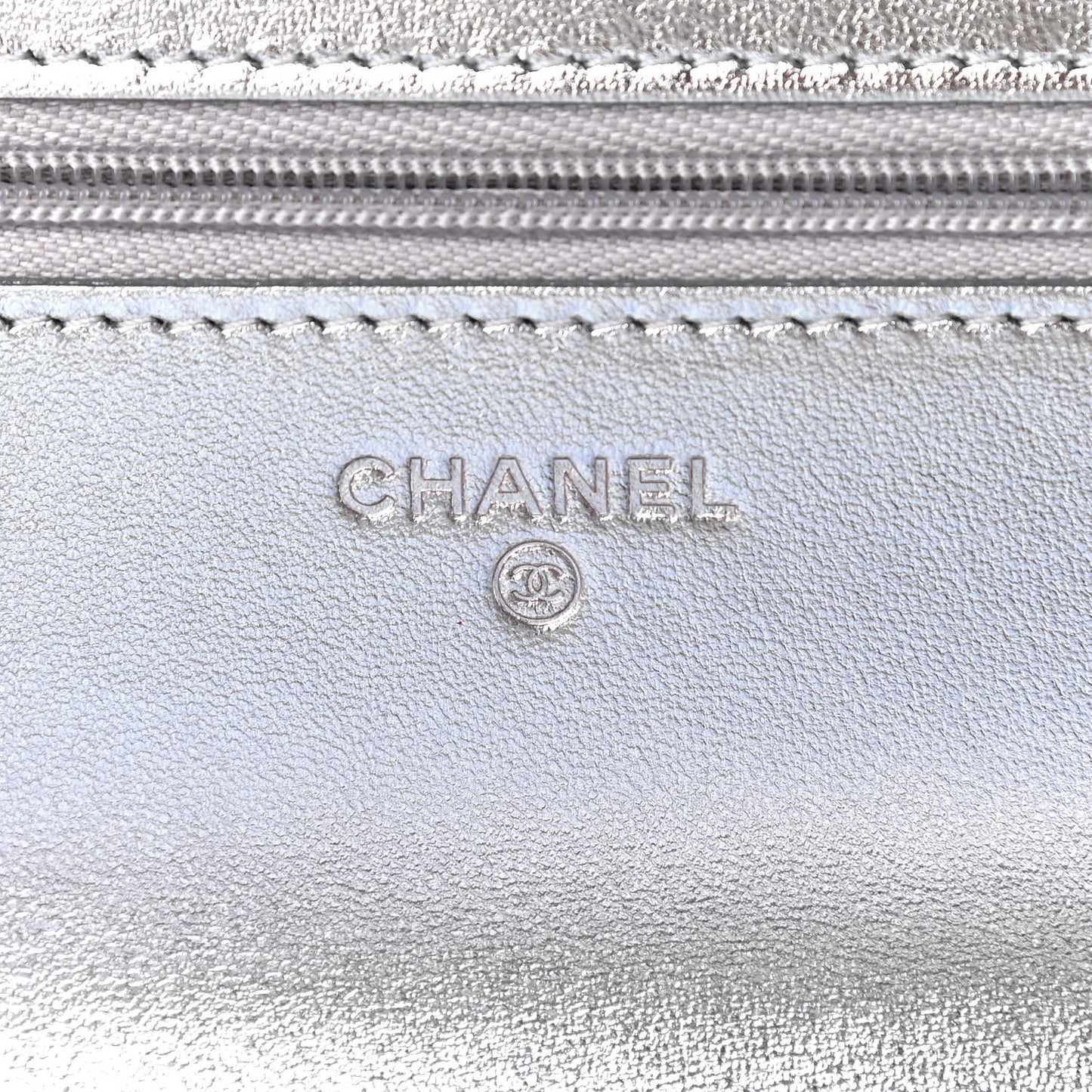 Gradient Metallic Calfskin Quilted Wallet On Chain WOC Silver Blue Yellow Purple
