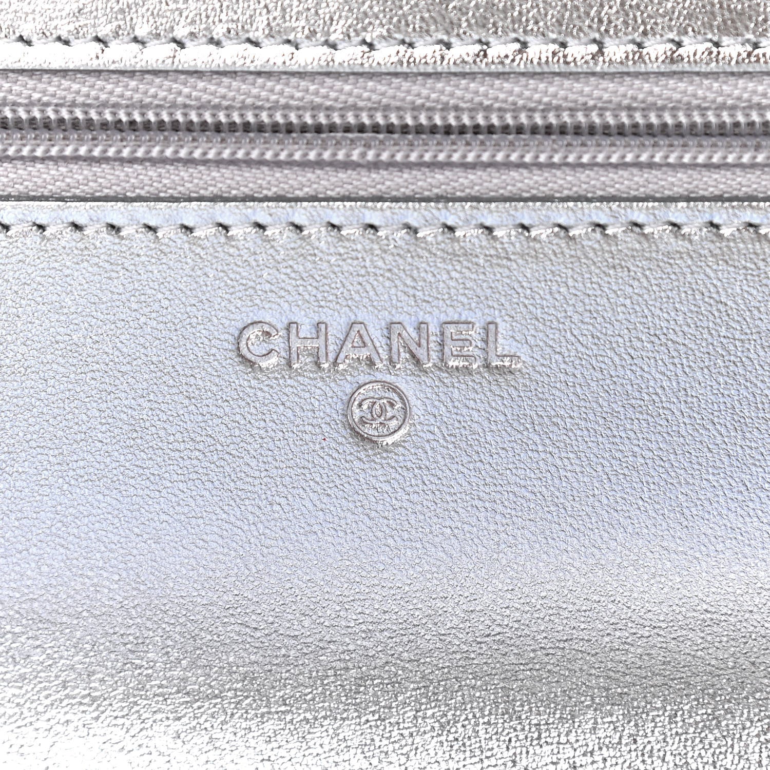 Chanel Gradient Metallic Calfskin Quilted Wallet On Chain WOC Silver Blue Yellow Purple 6 of 12