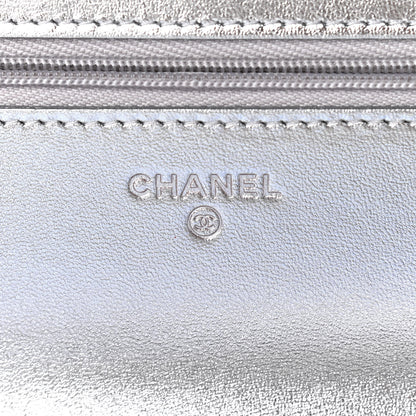 Chanel Gradient Metallic Calfskin Quilted Wallet On Chain WOC Silver Blue Yellow Purple 6 of 12