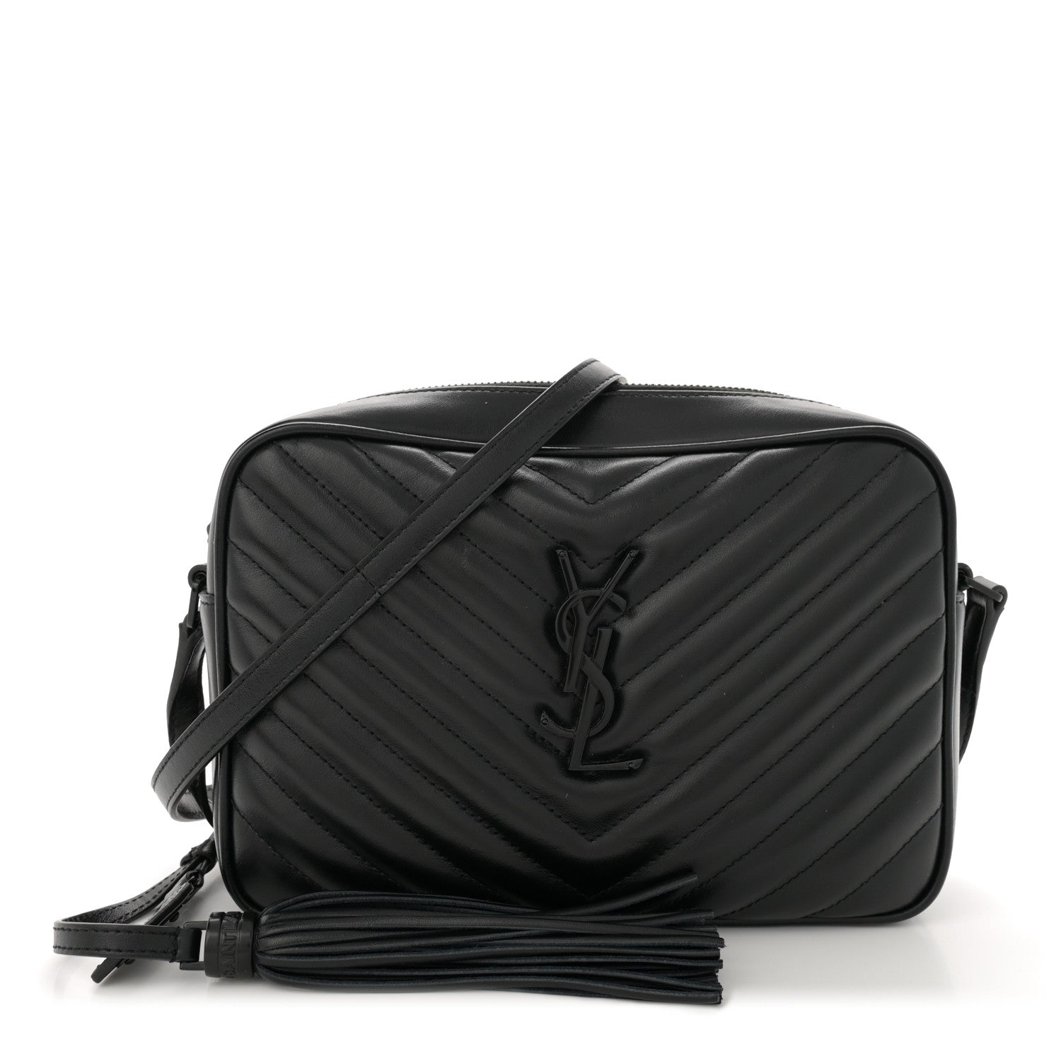 Saint Laurent Calfskin Matelasse Monogram Monochrome Lou Camera Bag Black 1 of 13