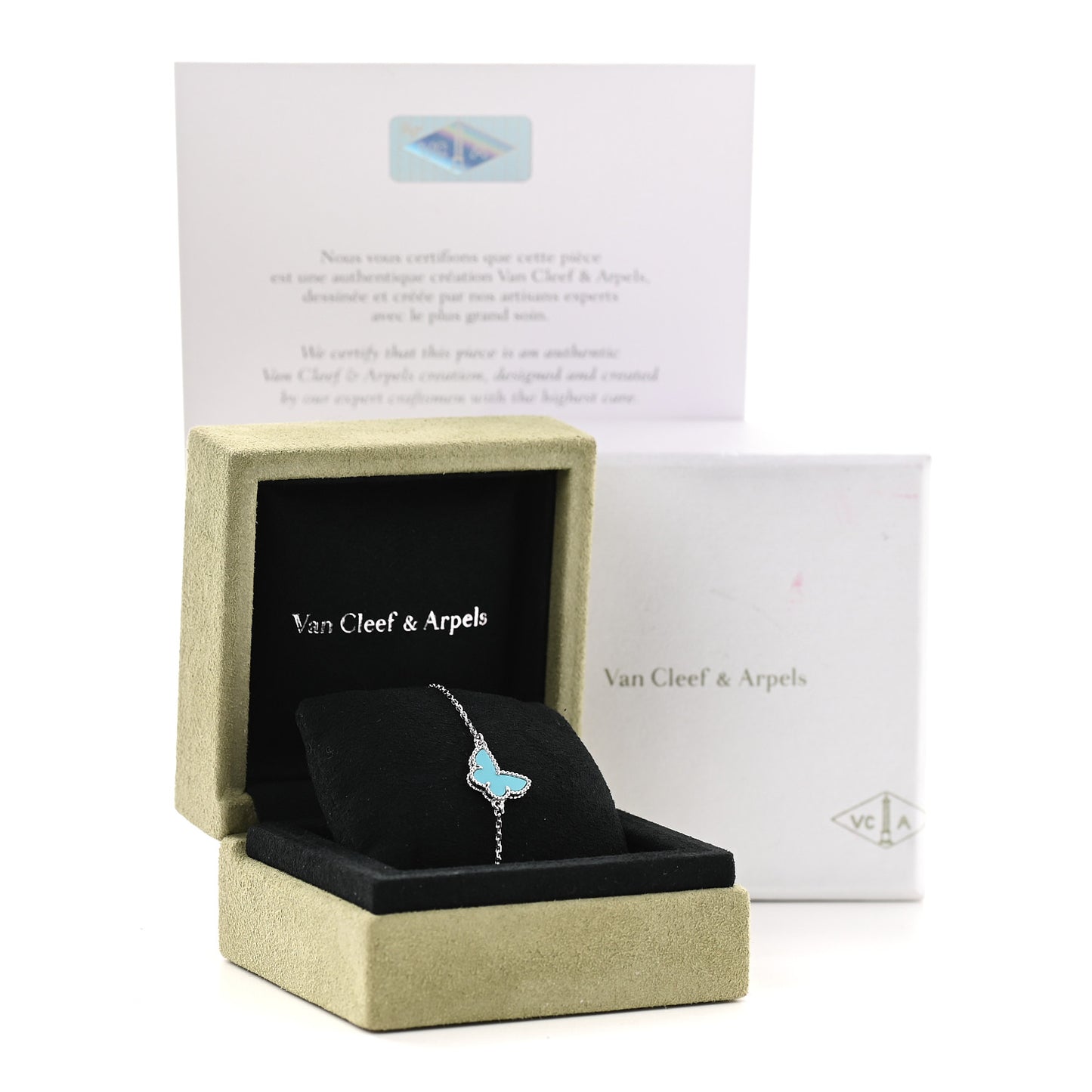 18K White Gold Turquoise Sweet Alhambra Butterfly Bracelet