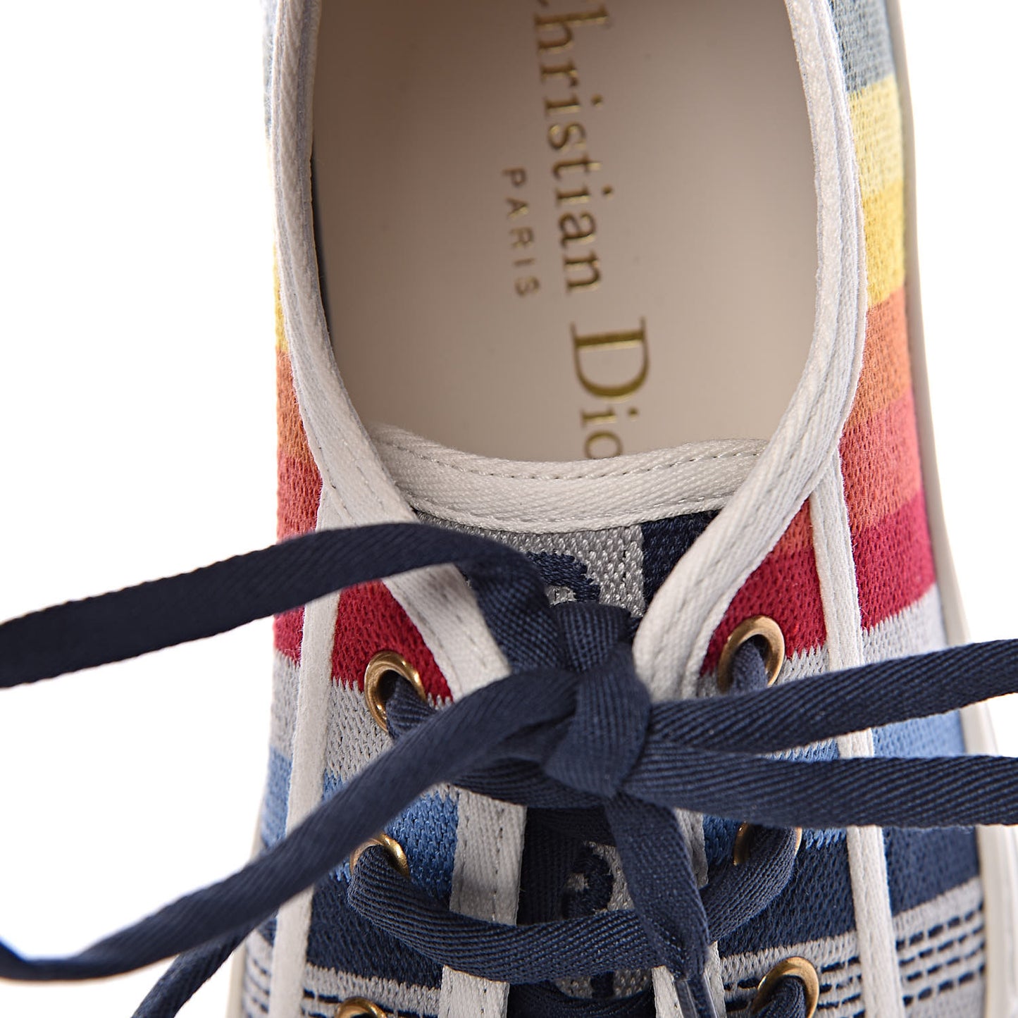 Canvas Rainbow Embroidered Womens Walk'N'Dior Low Top Sneakers 36.5 Multicolor