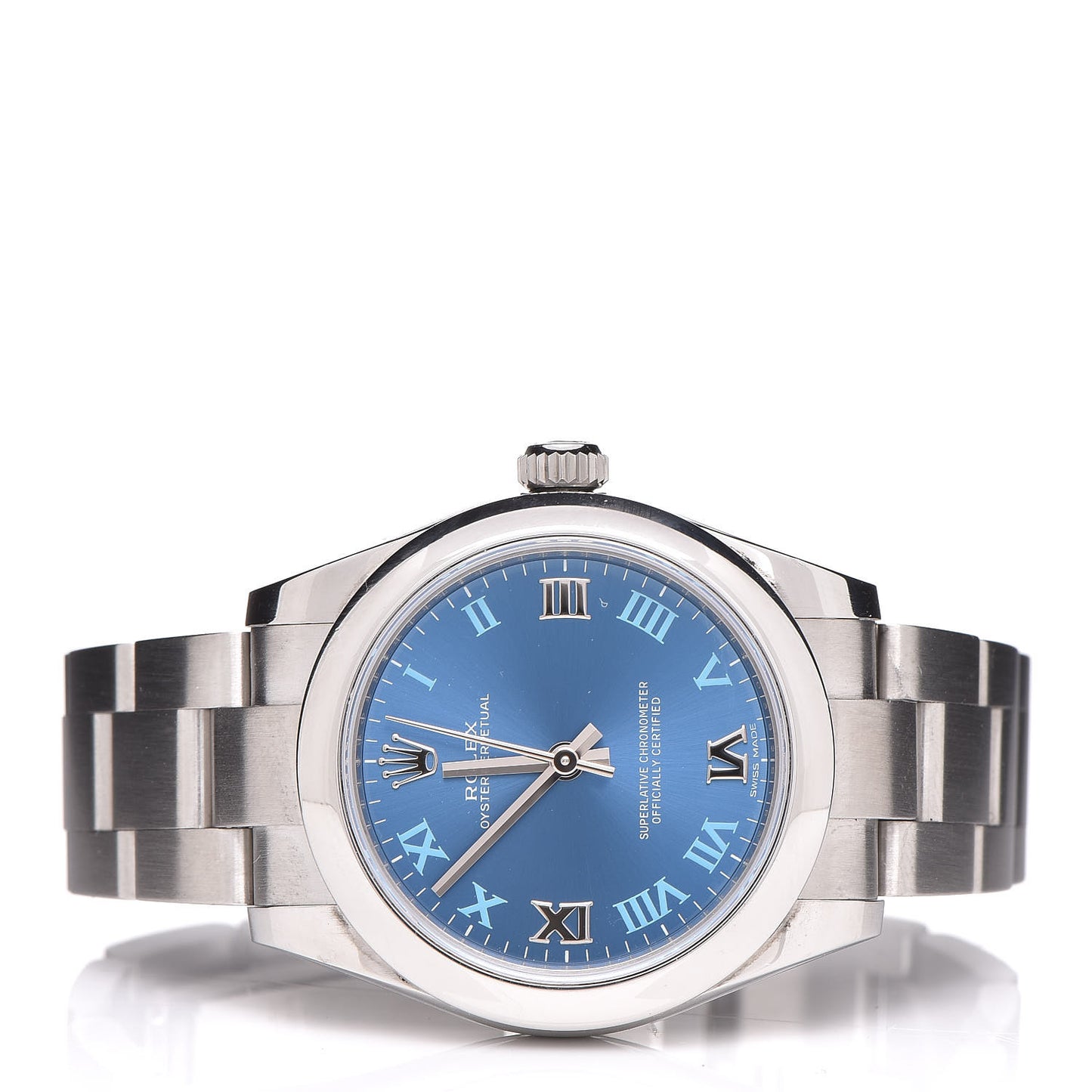 Stainless Steel 31mm Oyster Perpetual Watch Azzurro Blue Roman 177200