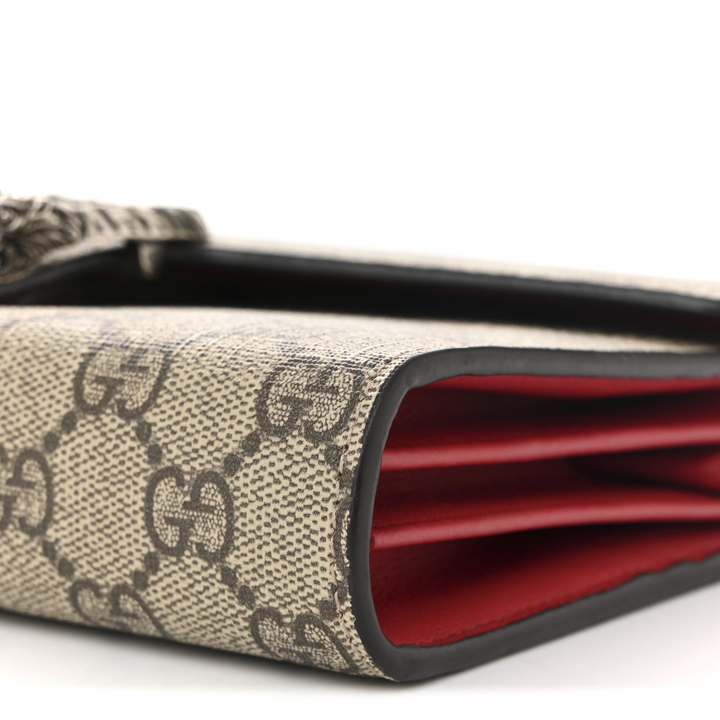 GG Supreme Monogram Mini Dionysus Chain Wallet Beige Vulcanic Red