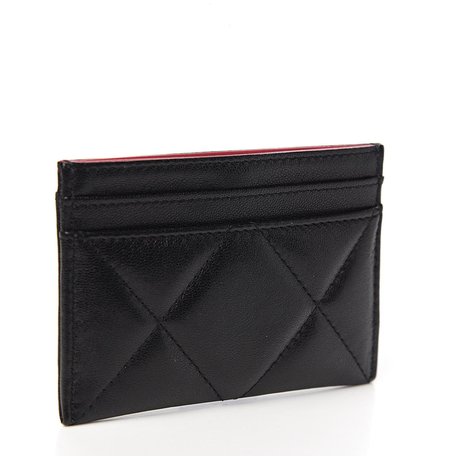 Chanel Shiny Goatskin Quilted Chanel 19 Card Holder Black 2 of 7