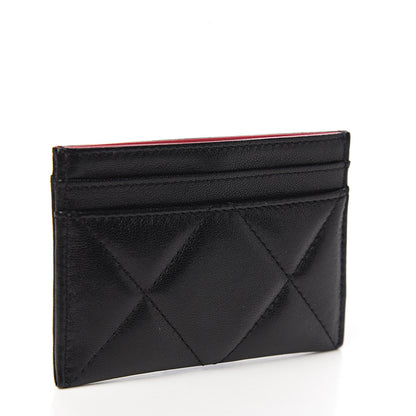 Chanel Shiny Goatskin Quilted Chanel 19 Card Holder Black 2 of 7
