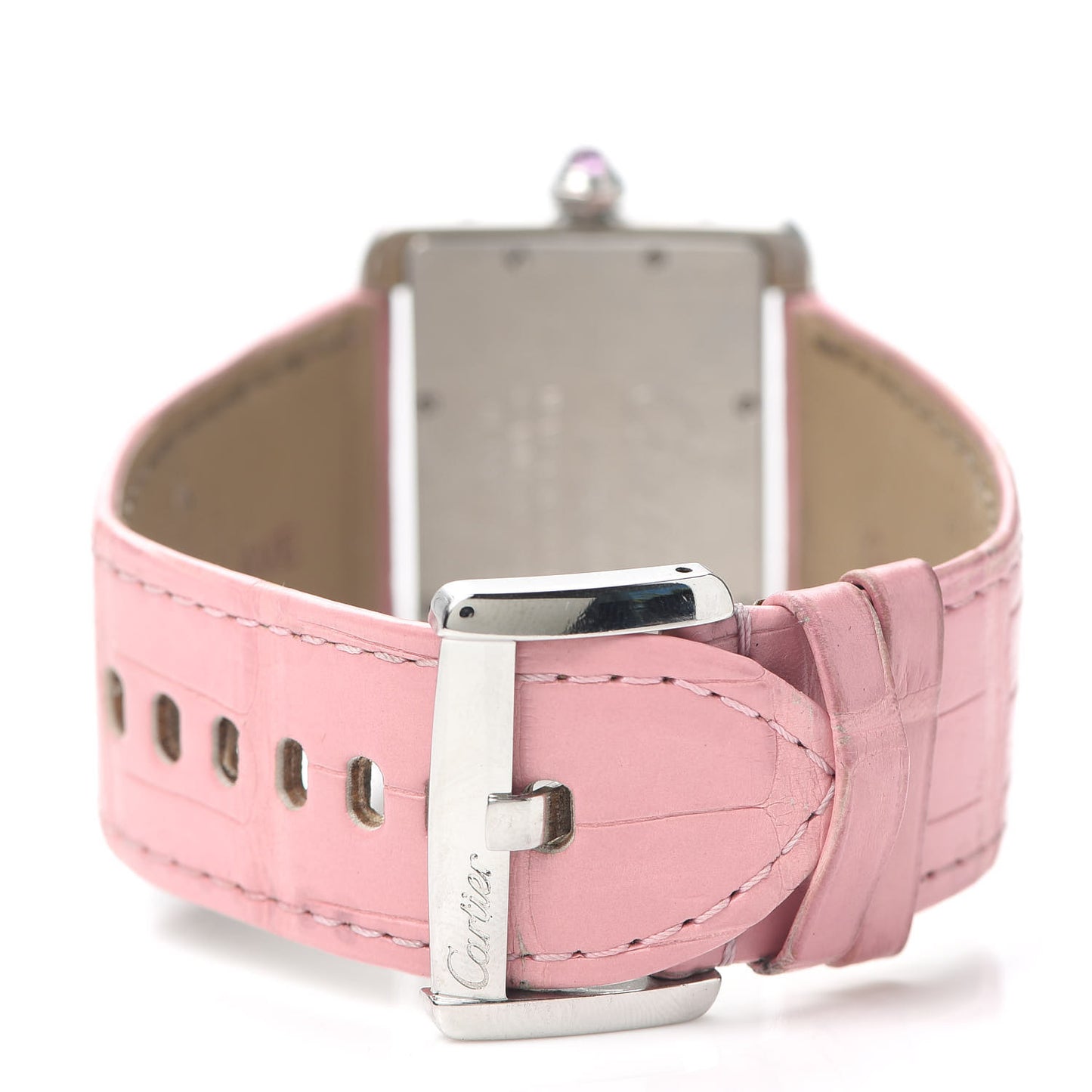 Stainless Steel Crocodile Mother of Pearl 38mm Tank Divan Quartz Watch Pink