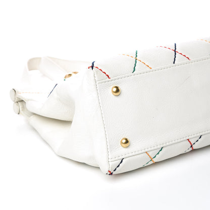 Chanel Calfskin Multicolor Stitch Tote White 5 of 11