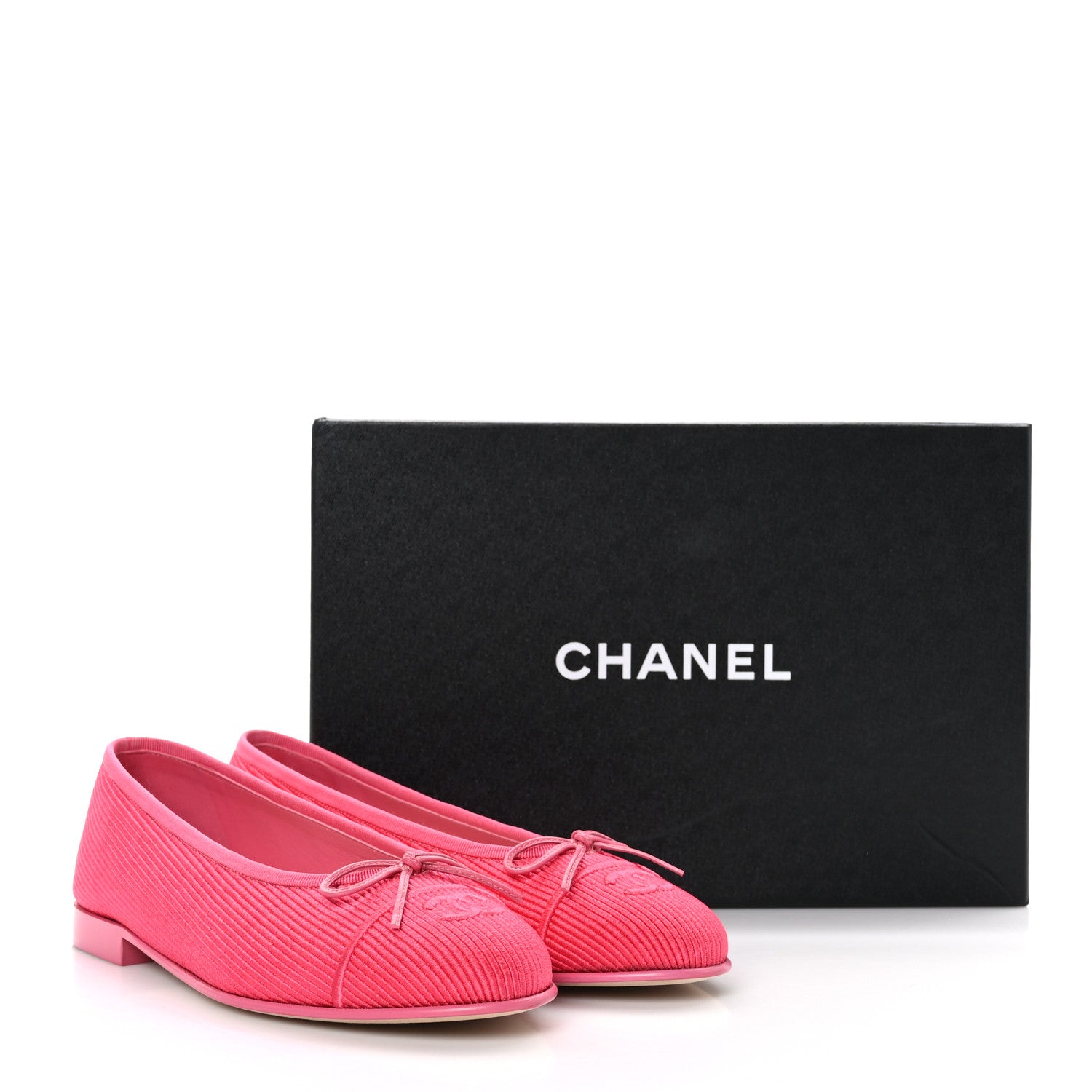 Chanel Embroidered Fabric Cap Toe CC Ballerina Flats 38.5 Dark Pink 9 of 9
