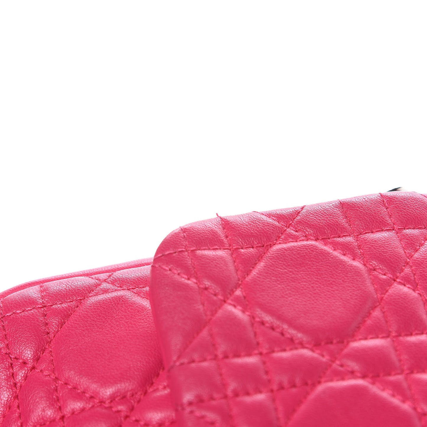 Lambskin Cannage New Lock Pouch Fuchsia