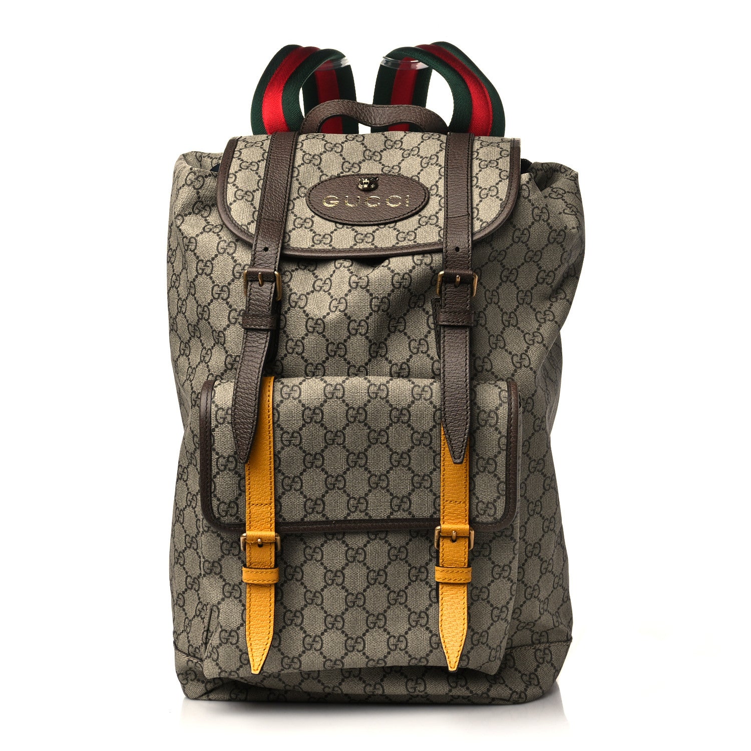 Gucci Soft GG Supreme Monogram Neo Vintage Double Buckle Backpack Beige New Acero Crop 1 of 6