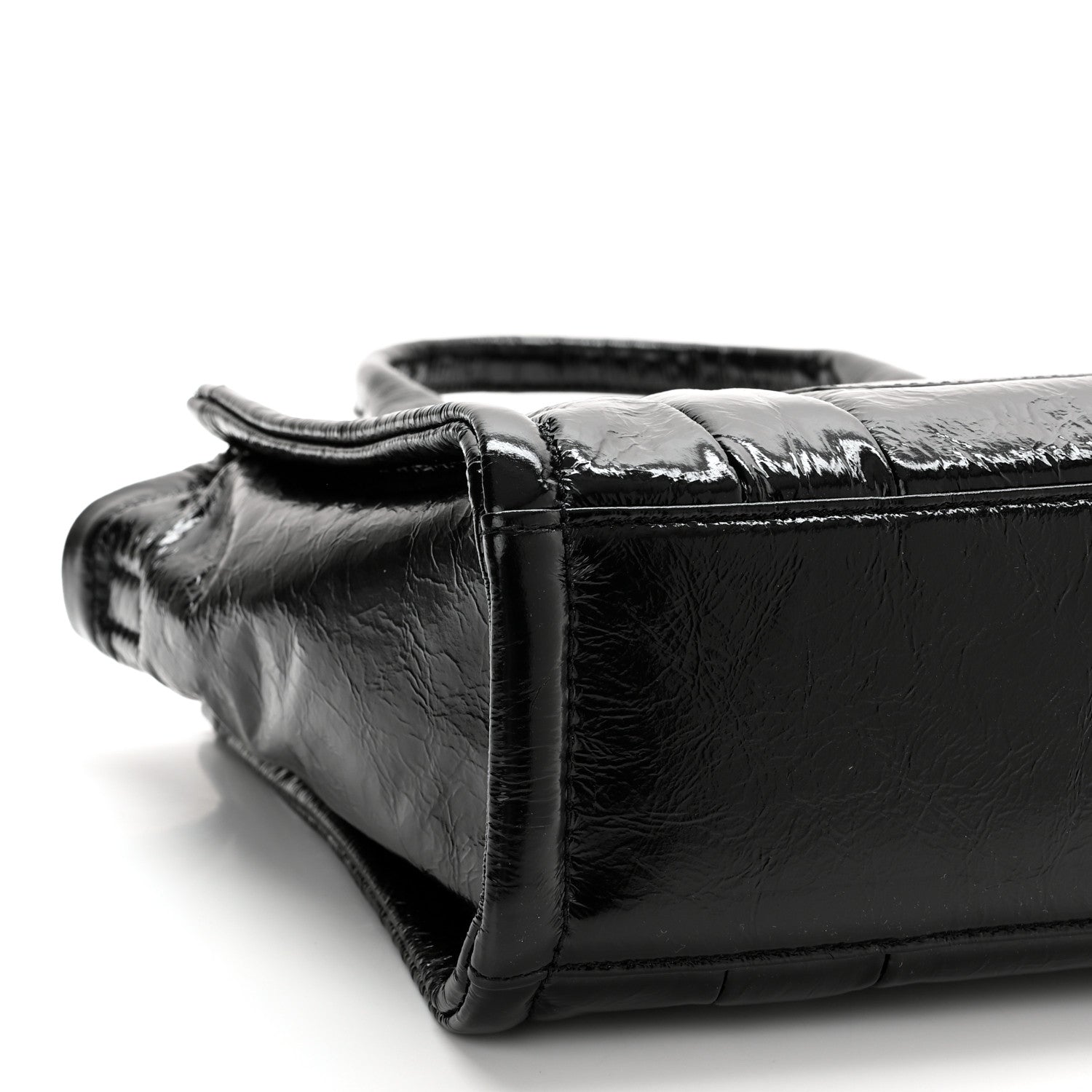 Marc Jacobs Shiny Crinkled Calfskin Small The Tote Bag Black 9 of 10