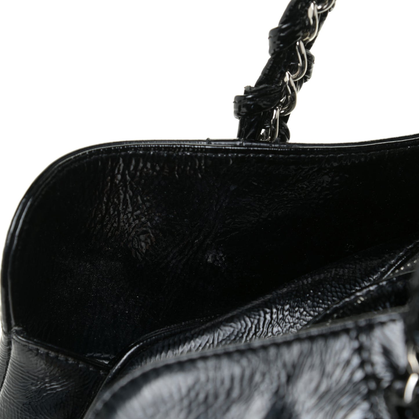 Patent Calfskin Large Luxe Ligne Tote Black