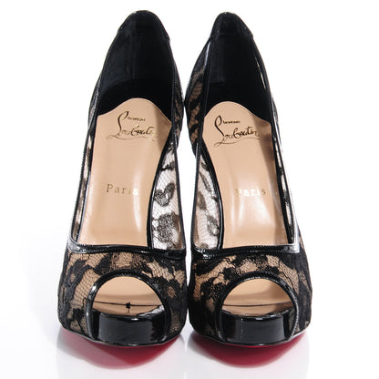 Christian Louboutin Patent Lace Leopard Ambro Pizzo 120 Pumps 40 Black 2 of 6