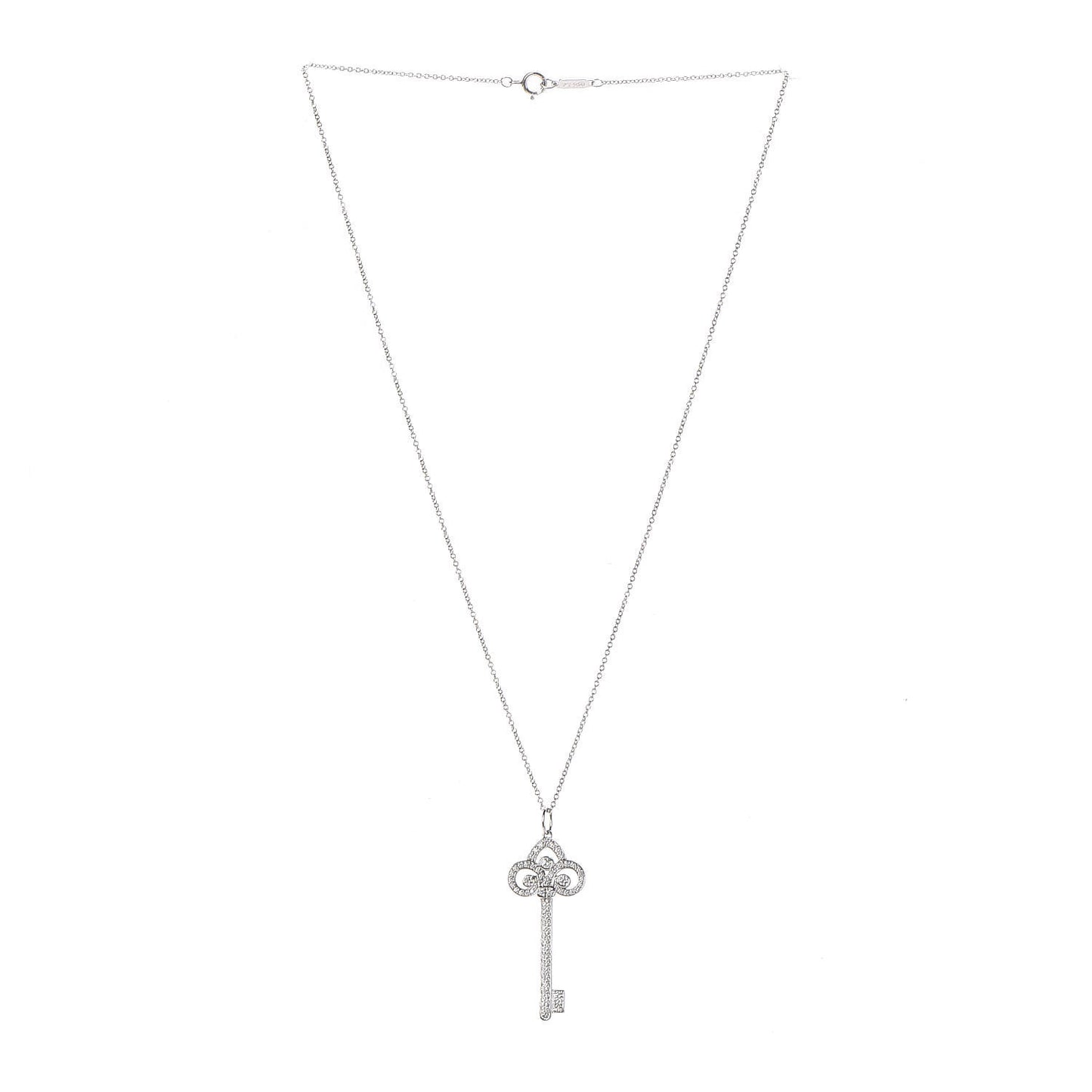 Platinum Diamond .41ct Fleur De Lis Key Pendant Necklace