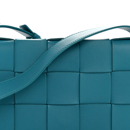 Bottega Veneta Lambskin Maxi Intreccio Small Cassette Crossbody Bag Petrol Blue 8 of 12