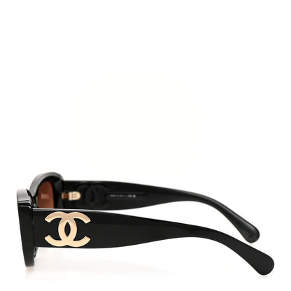 Chanel Acetate Rectangle Sunglasses 5493 Black Brown 3 of 9