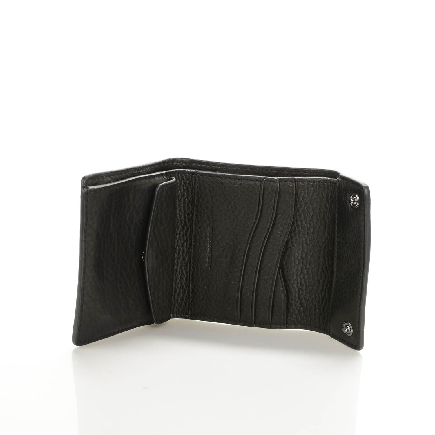 Burberry Signature Grain Calfskin Check Embossed Compact Wallet Black 5 of 8