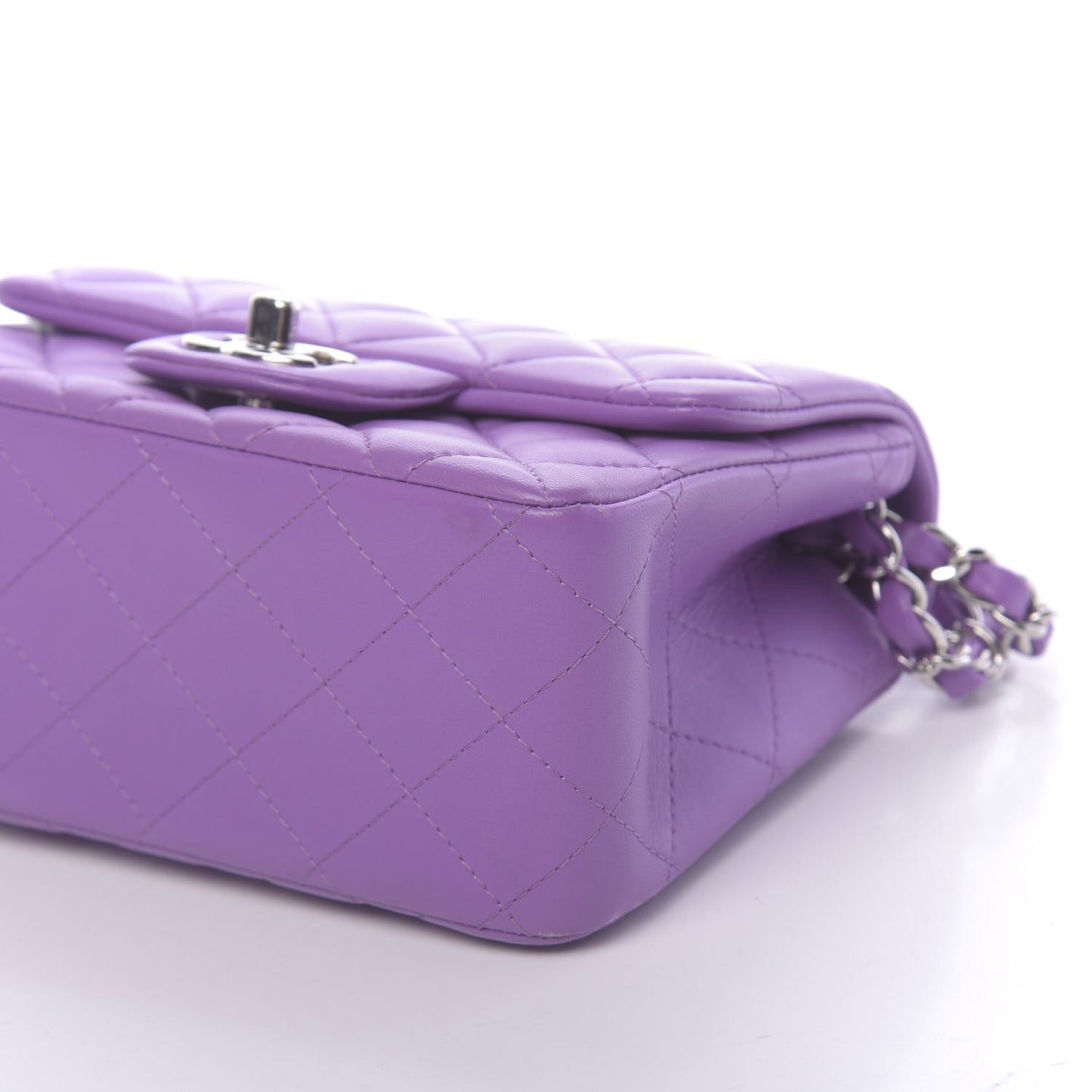 Lambskin Quilted Mini Square Flap Dark Purple