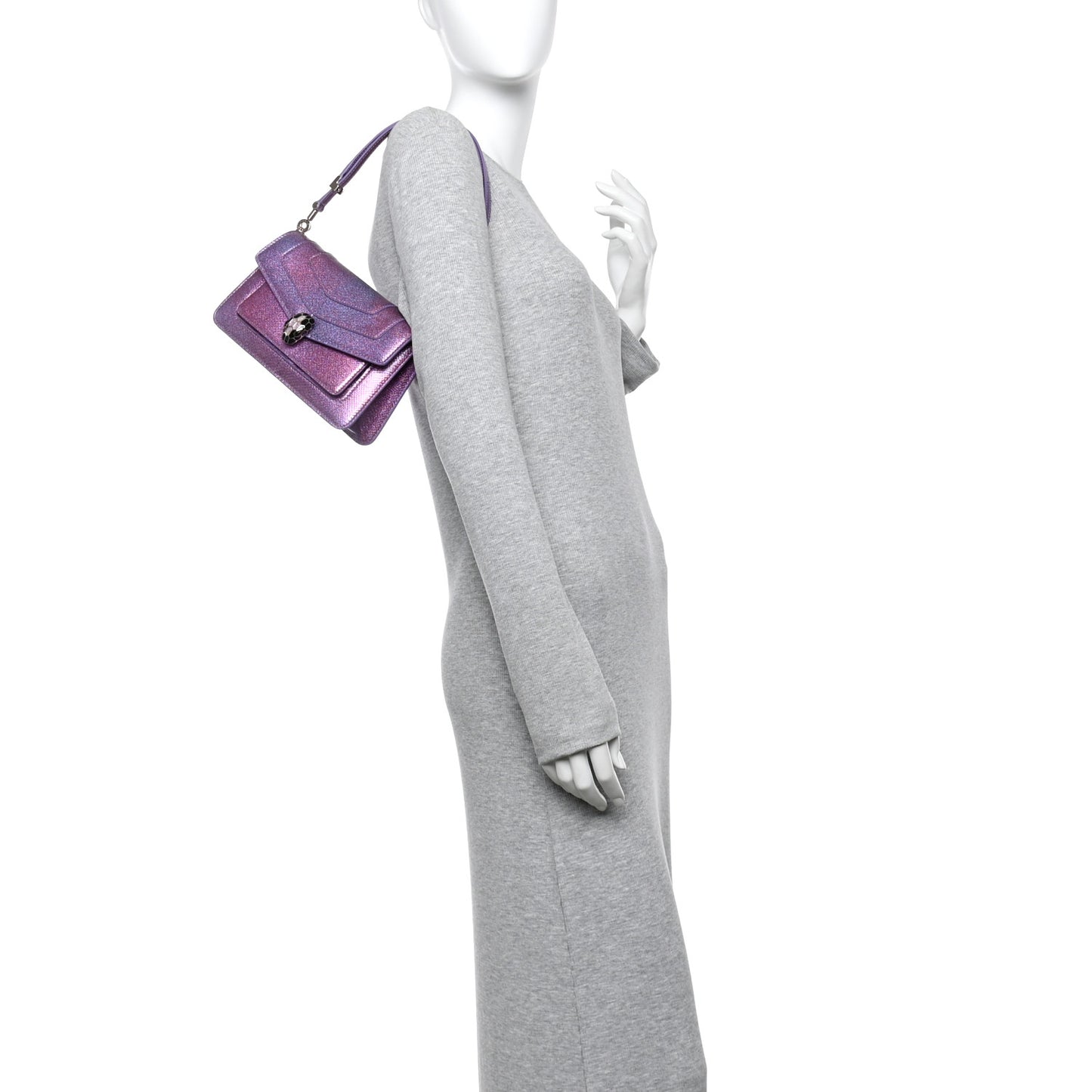 Metallic Karung Serpenti Forever Shoulder Bag Sheer  Amethyst