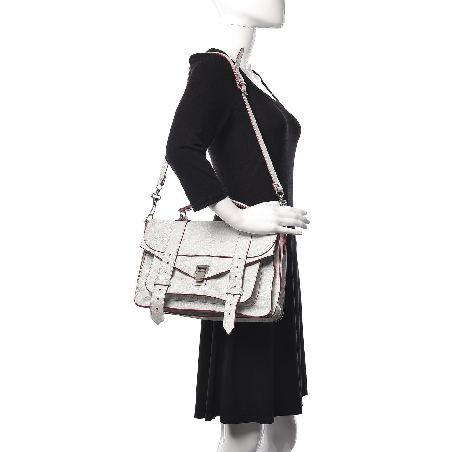 Crackle Calfskin PS1 Medium Satchel White