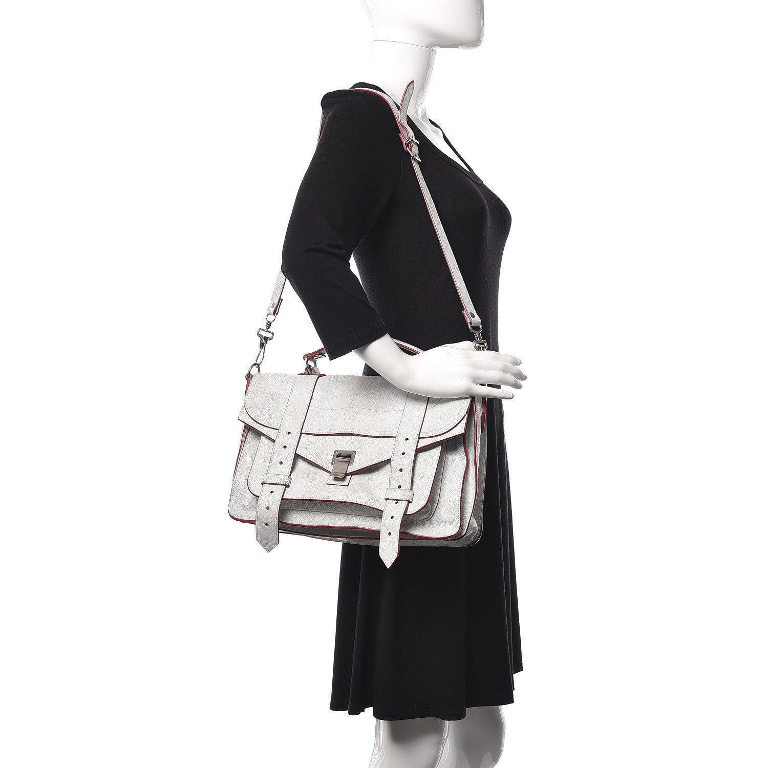 Proenza Schouler Crackle Calfskin PS1 Medium Satchel White 2 of 11