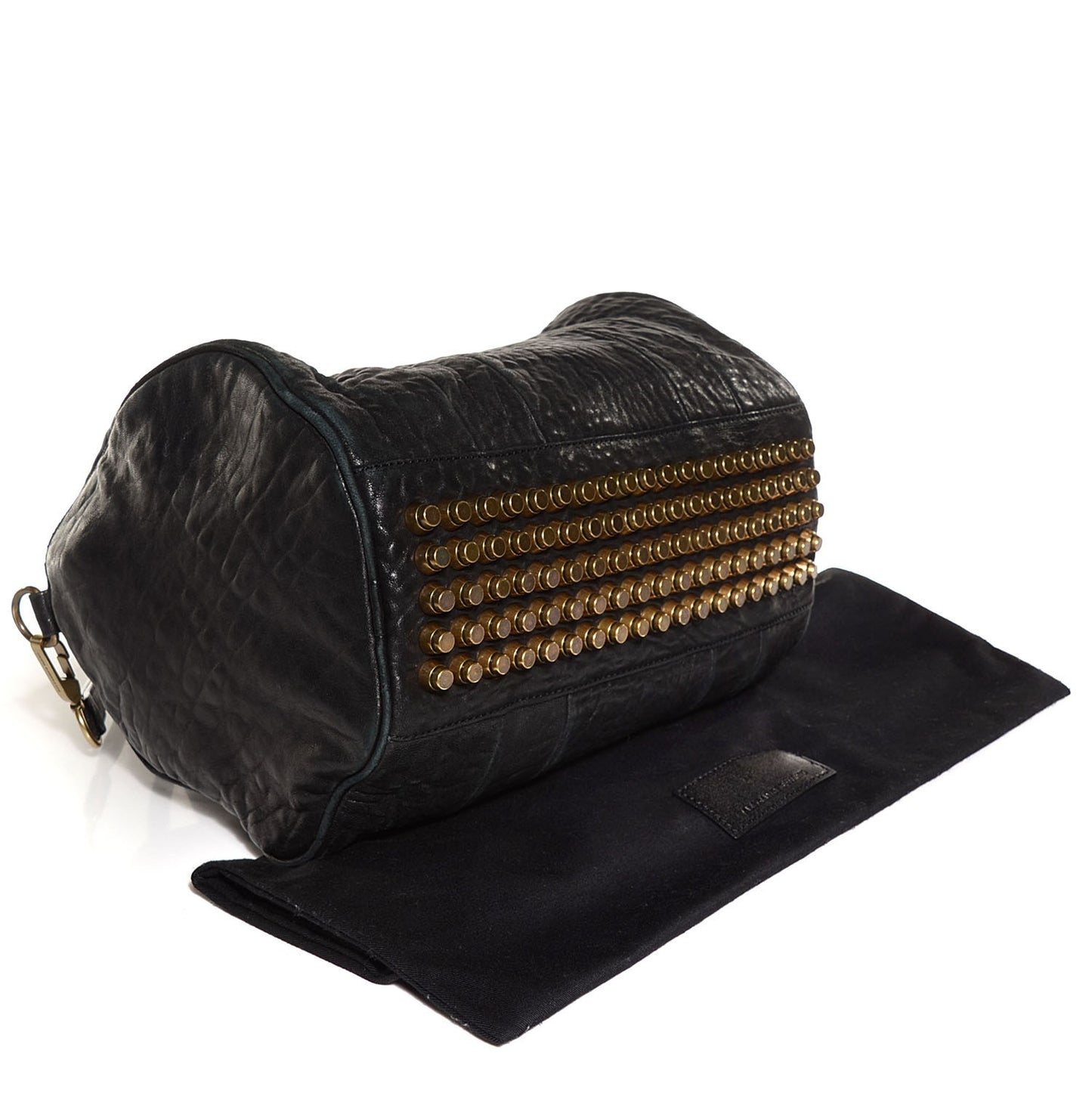 Pebbled Lambskin Rocco Black Antique Brass Hardware