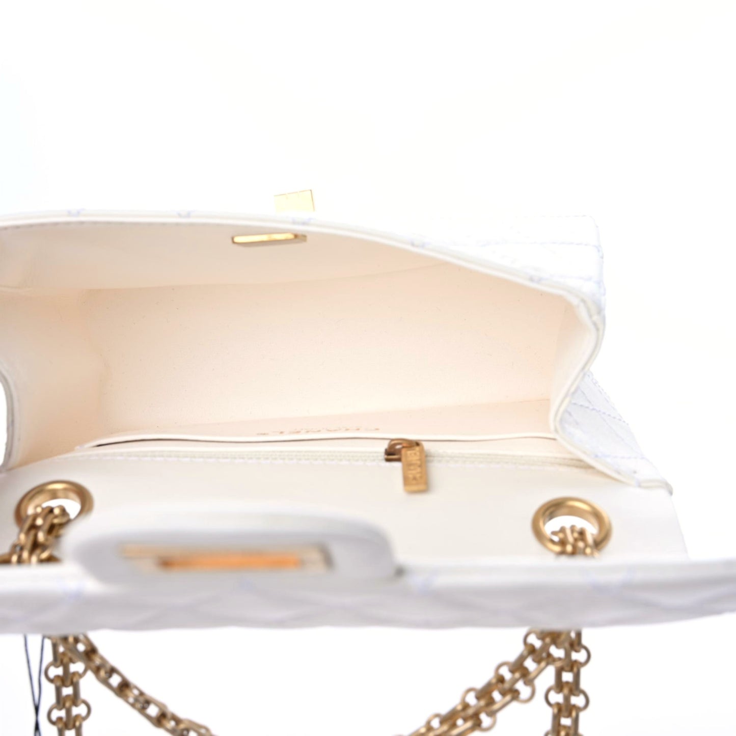 Aged Calfskin Quilted 2.55 Reissue Mini Flap White
