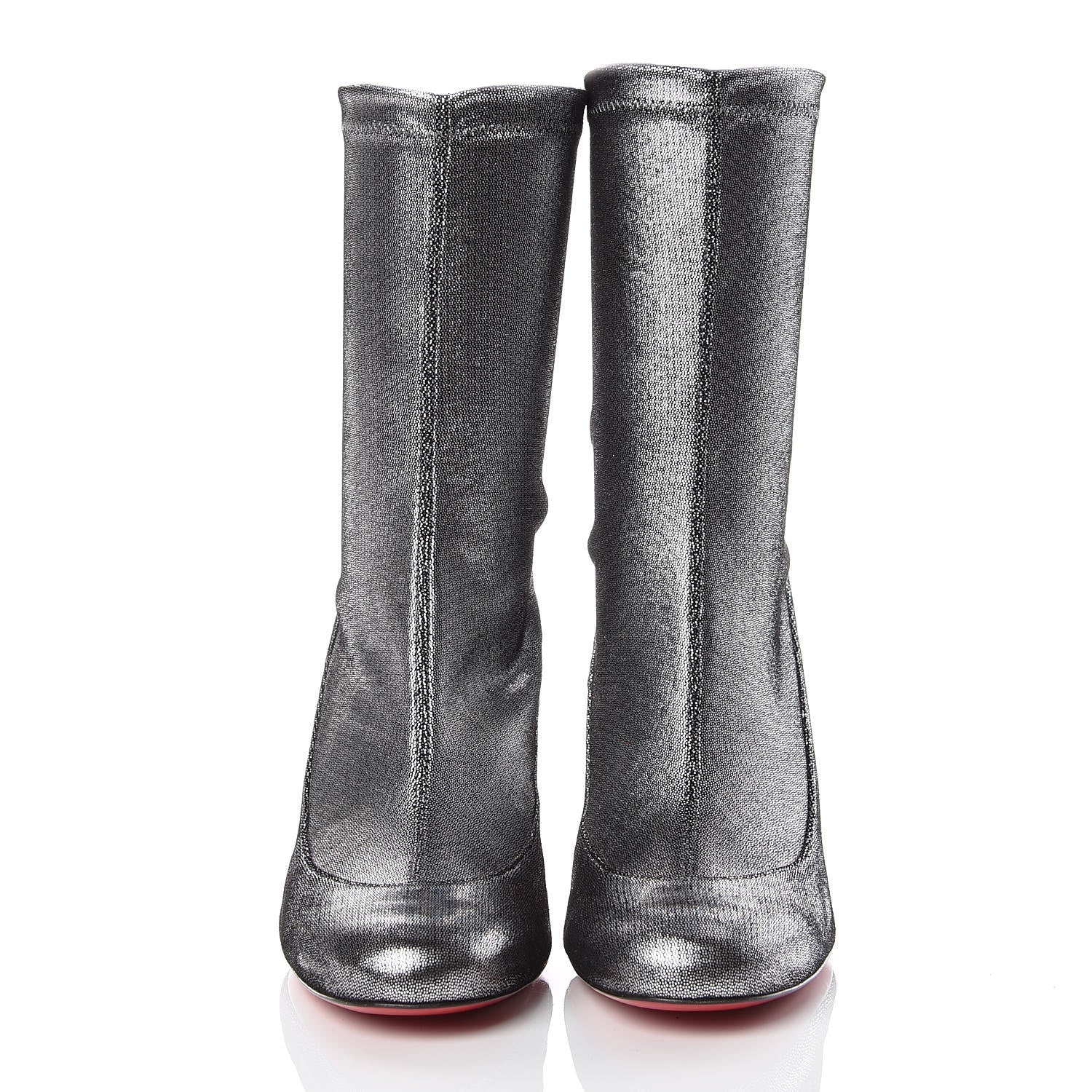 Christian Louboutin Nappa Stretch Gena 85 Bootie 37 Silver 2 of 9