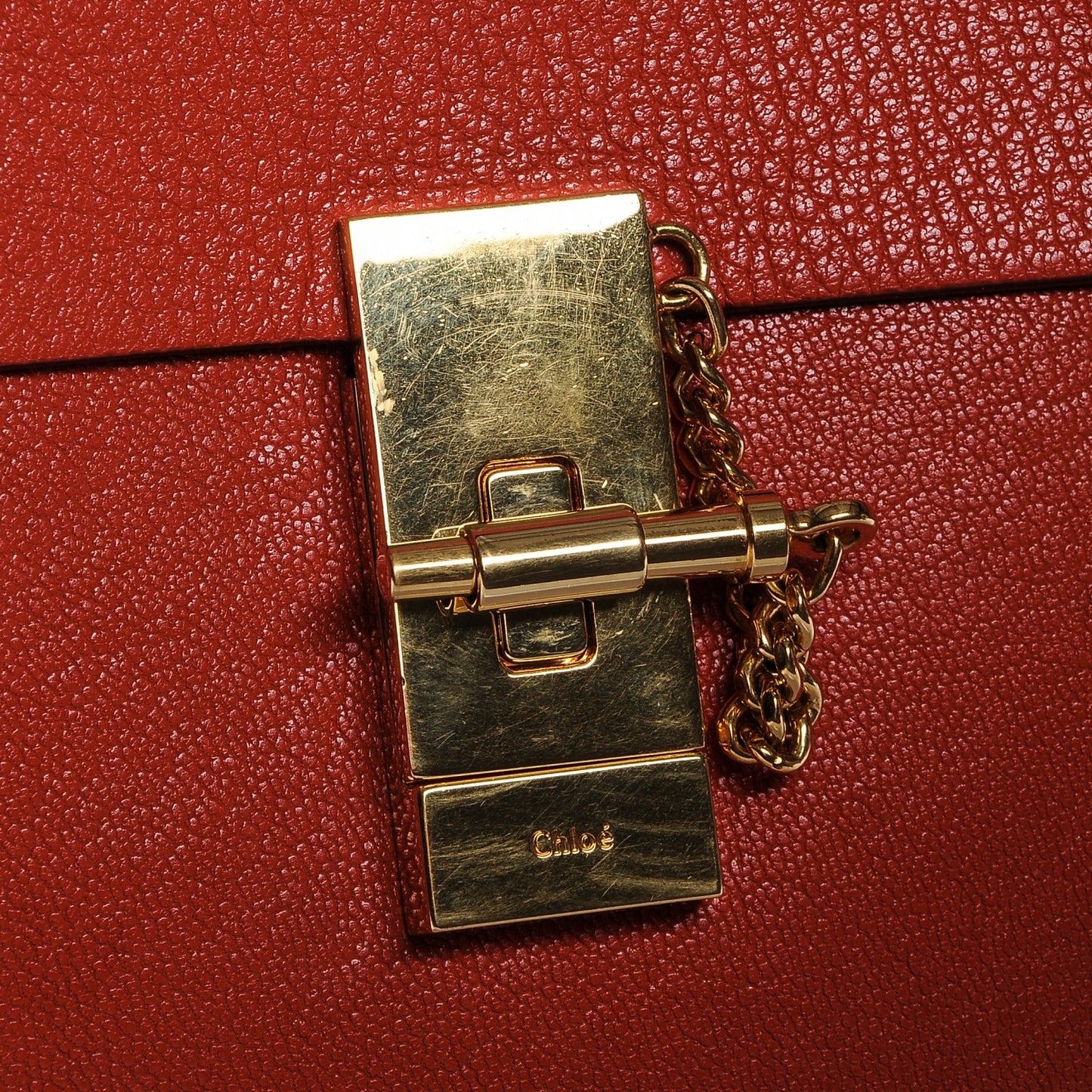 Grained Lambskin Drew Shoulder Bag Plaid Red