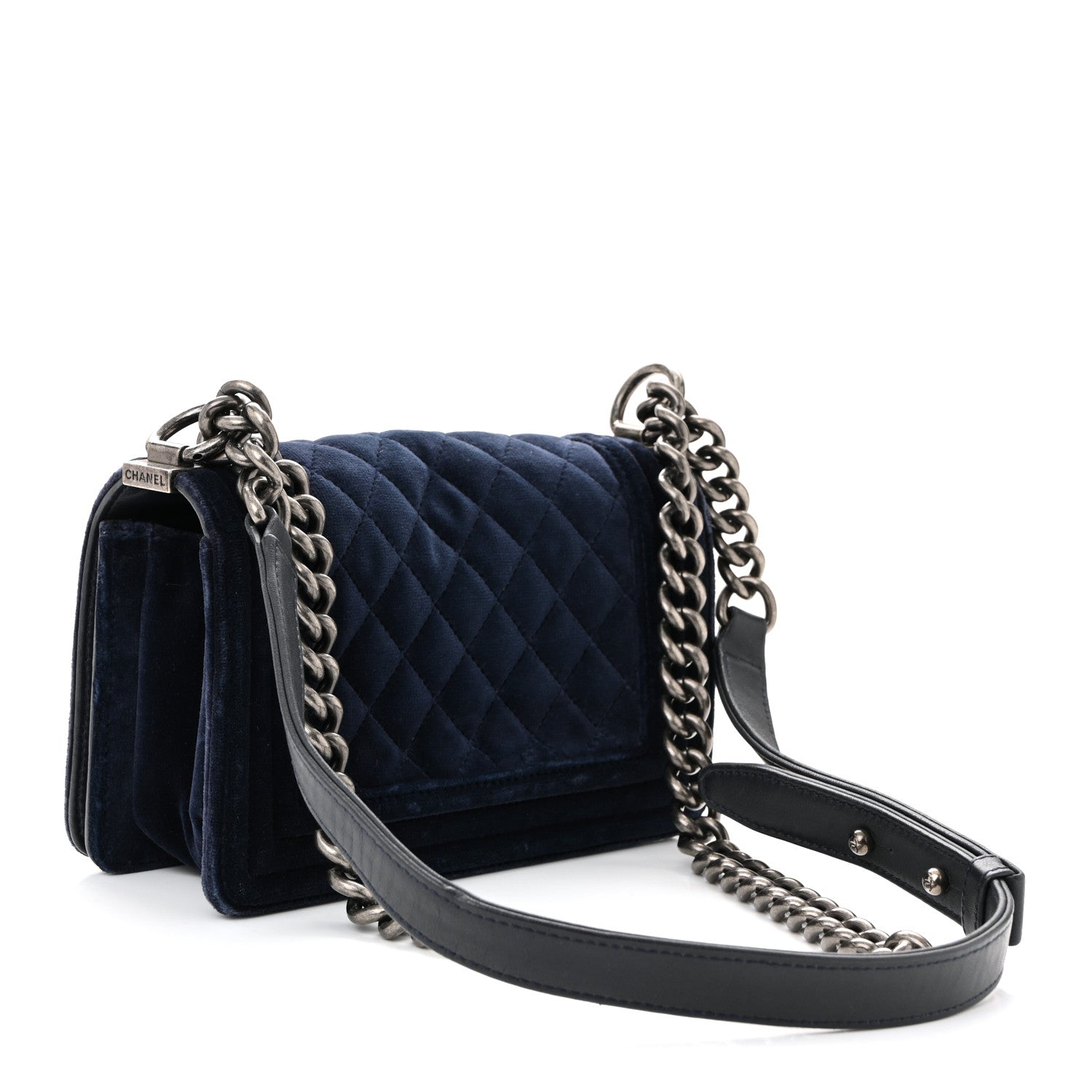 Chanel Velvet Quilted Small Boy Flap Blue 3 of 10