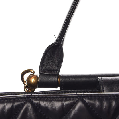 Chanel Calfskin Quilted Large Gold Bar Top Handle Tote Dark Navy Blue 9 of 9