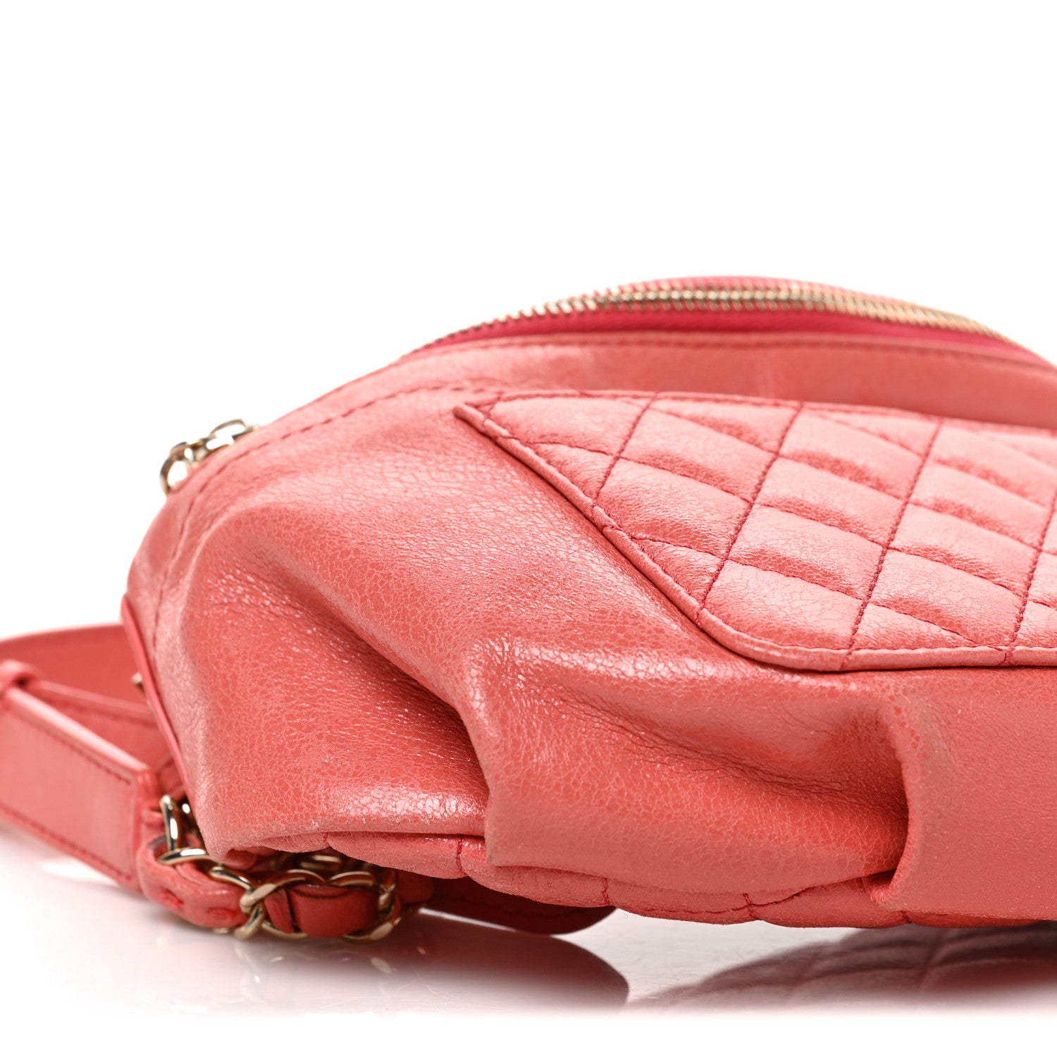 Chanel Crumpled Glazed Lambskin Quilted Waist Bag Fanny Pack Pink 8 of 9