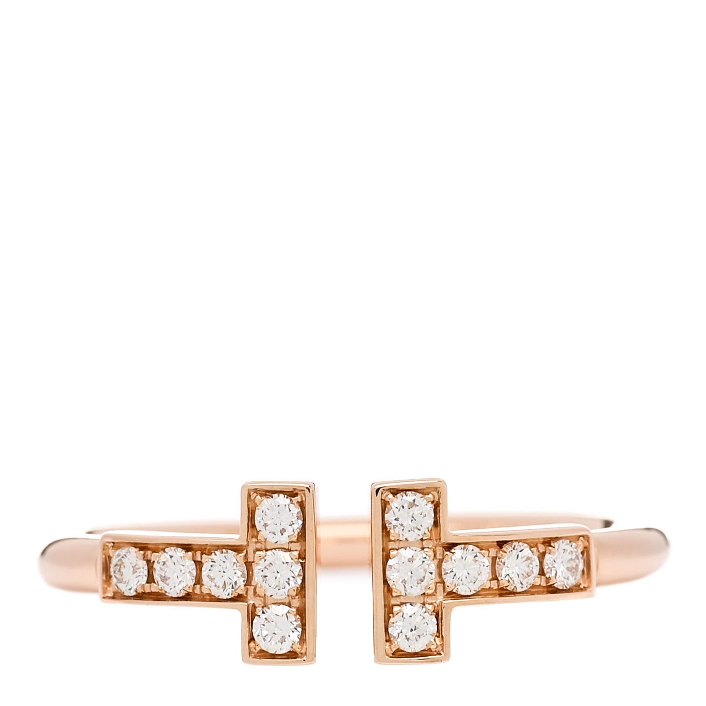 18K Rose Gold Diamond T Wire Ring 50 5.5