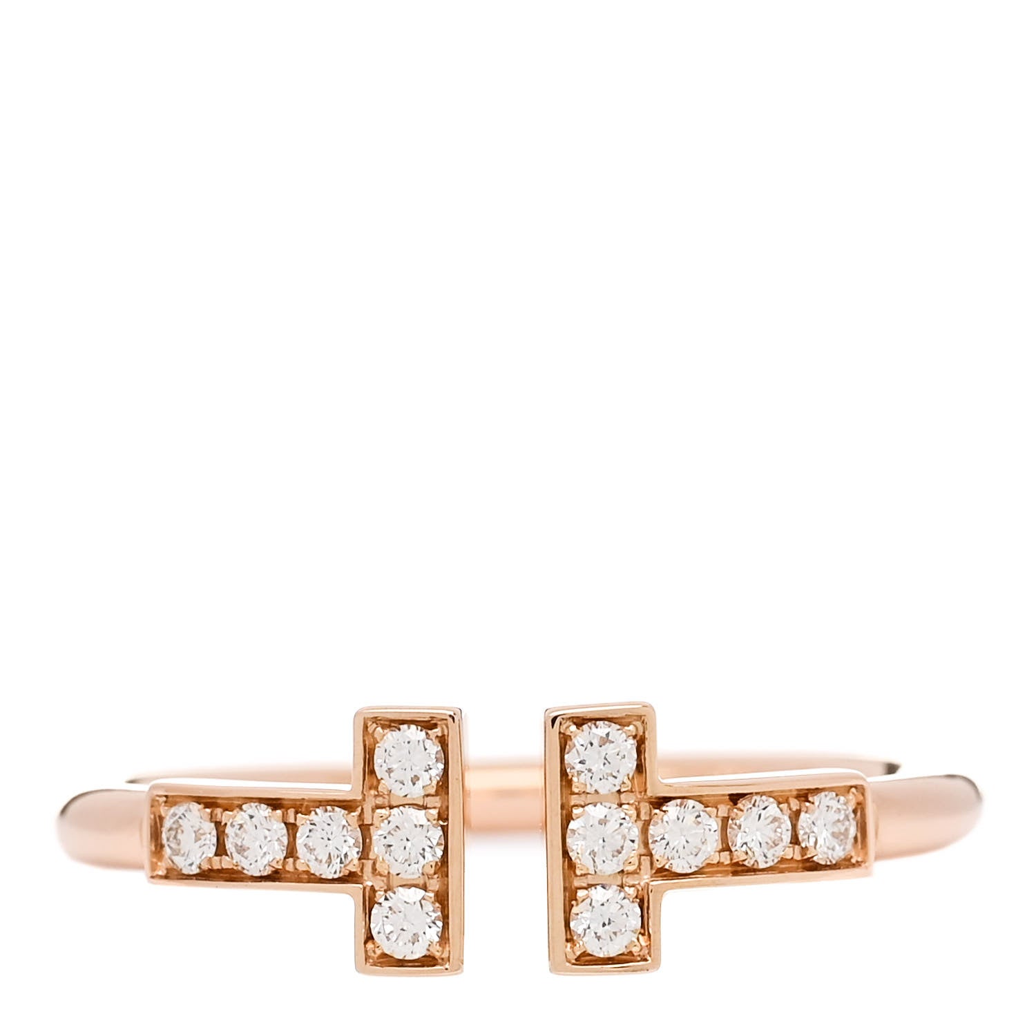 Tiffany 18K Rose Gold Diamond T Wire Ring 50 5.5 1 of 5