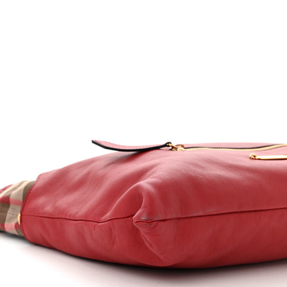 Burberry Soft Calfskin House Check Big Crush Tote Military Red 10 of 11