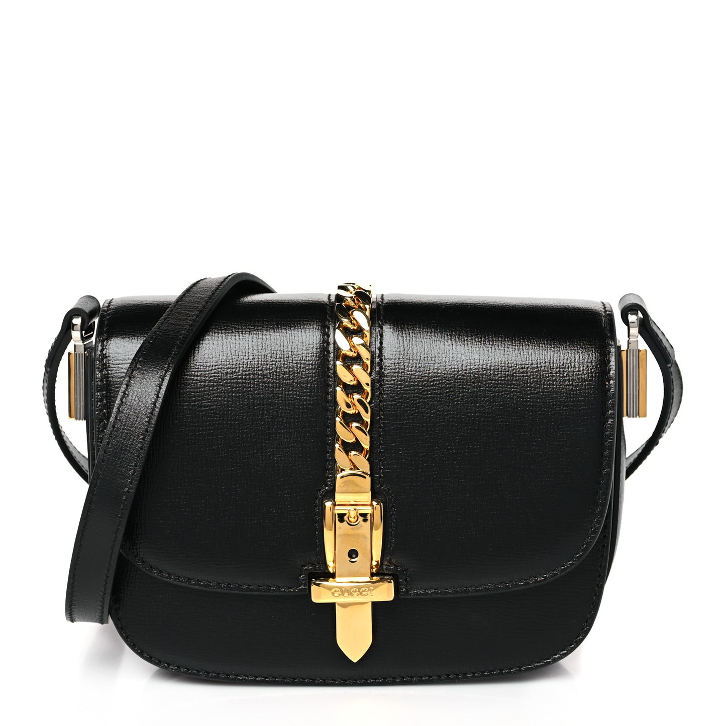 Azalea Calfskin Mini Sylvie 1969 Flap Messenger Bag Black