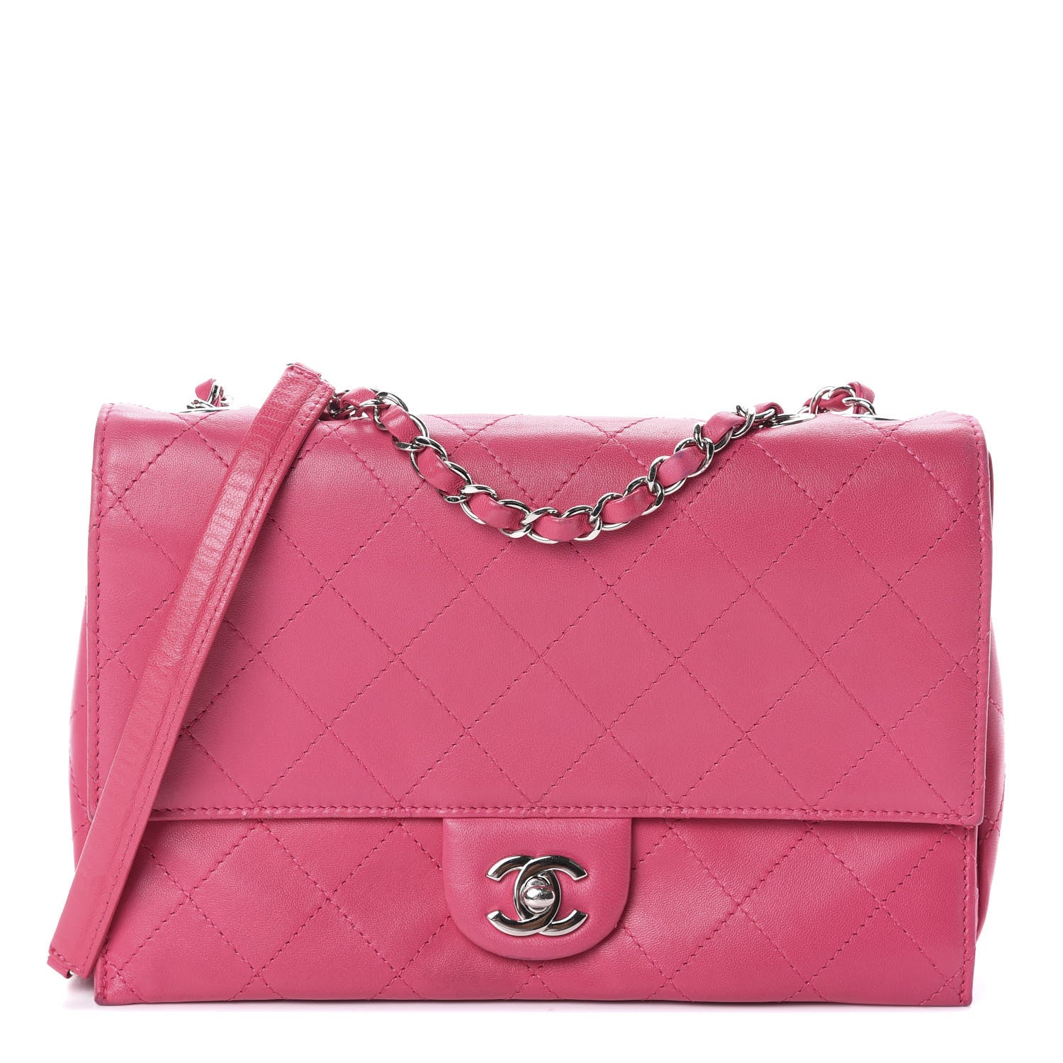 Chanel Calfskin Stitched Double Flap Bag Pink 1 of 10